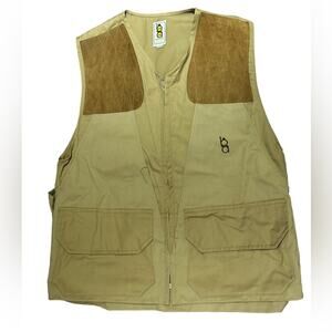 Bob Allen Mens Medium Khaki Tan Hunting Shooting Vest with Suede Shoulders